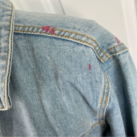 Sz XL John Galt Upcycled Hand Painted Graphic “Just Suck it” Lip Denim Jacket - Picture 9 of 14